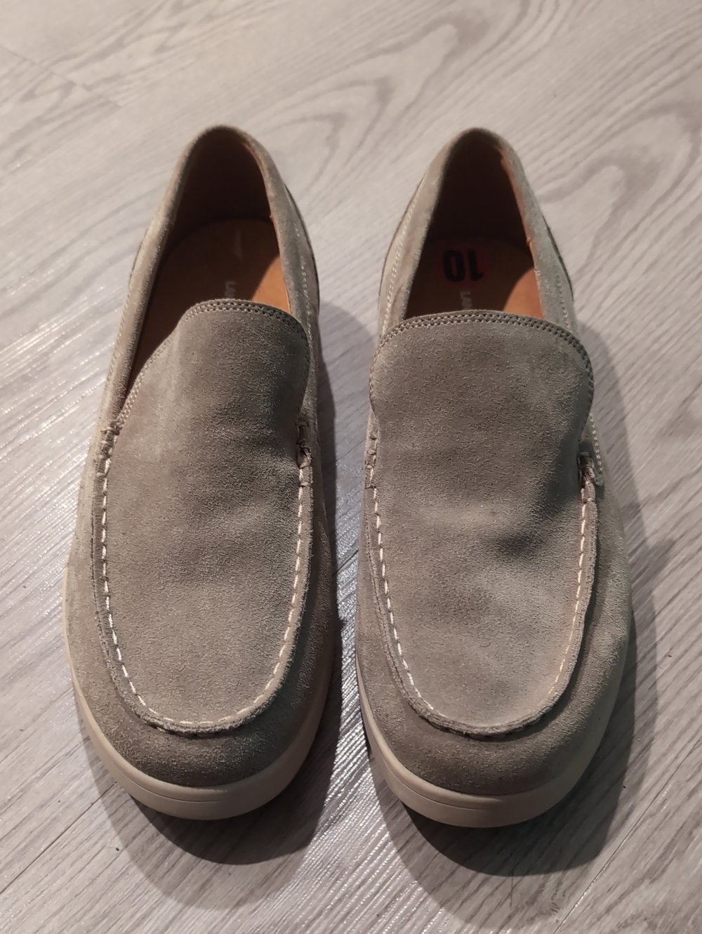 Lands End Men's Suede Slip-On Loafers in Taupe